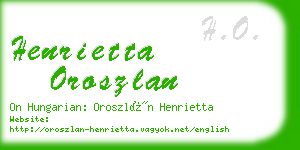 henrietta oroszlan business card